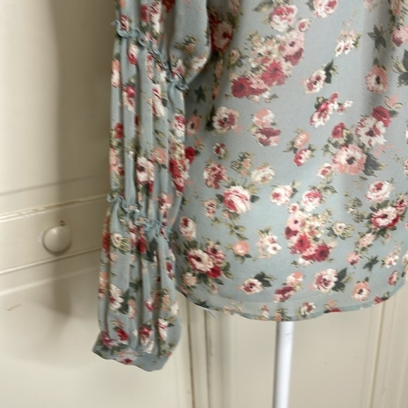 ZARA Women's Floral Long Sleeve Ruffle Neck Blouse Size M - Picture 7 of 9